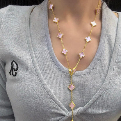 [ORA]CLOVER 20 MOTIFS PINK MOP NECKLACE