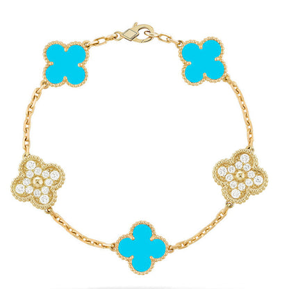 [ORA] CLOVER 5 MOTIF TURQUOISE BRACELET COLLECTION