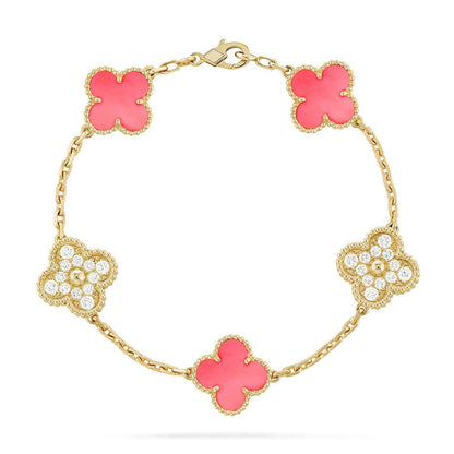 [ORA] CLOVER 5 MOTIFS  PINK MOP BRACELET COLLECTION