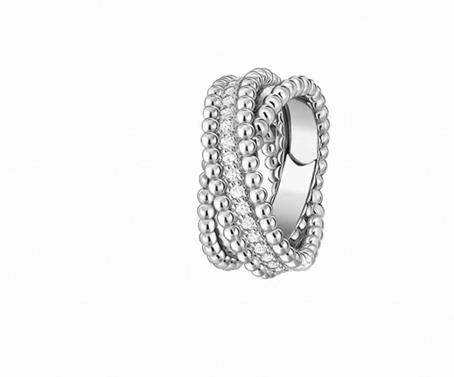[ORA]PERLÉE COLLECTION DIAMOND RING IN YELLOW GOLD, WHITE GOLD AND ROSE GOLD