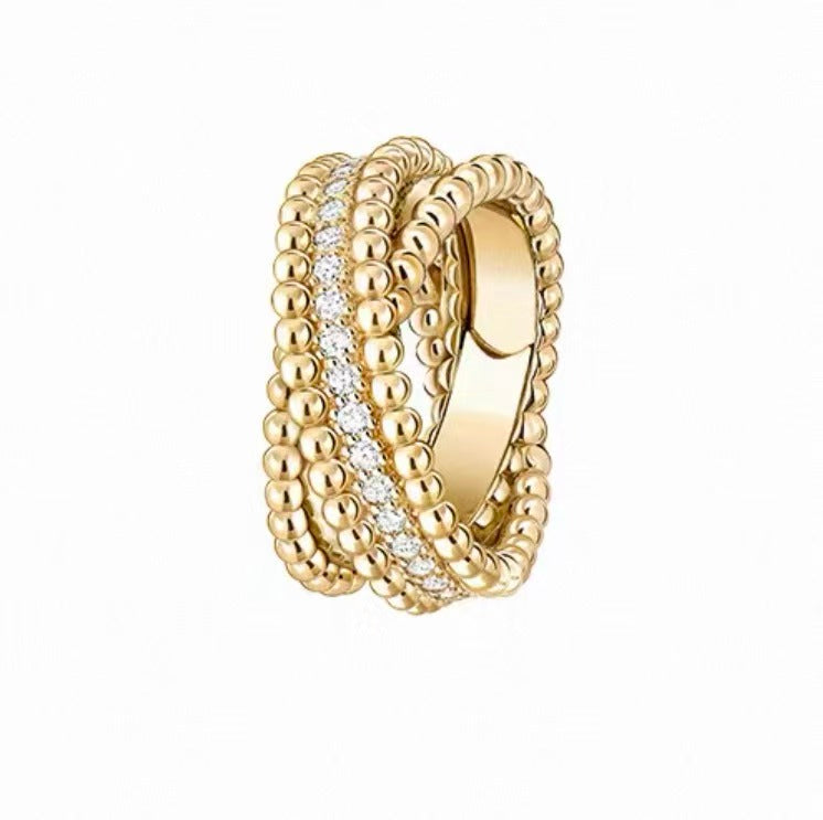[ORA]PERLÉE COLLECTION DIAMOND RING IN YELLOW GOLD, WHITE GOLD AND ROSE GOLD