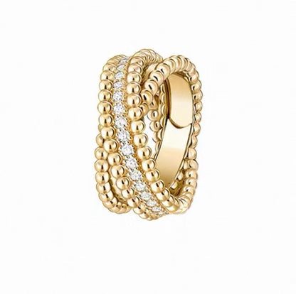 [ORA]PERLÉE COLLECTION DIAMOND RING IN YELLOW GOLD, WHITE GOLD AND ROSE GOLD