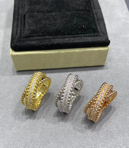 [ORA]PERLÉE COLLECTION DIAMOND RING IN YELLOW GOLD, WHITE GOLD AND ROSE GOLD