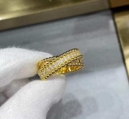 [ORA]PERLÉE COLLECTION DIAMOND RING IN YELLOW GOLD, WHITE GOLD AND ROSE GOLD
