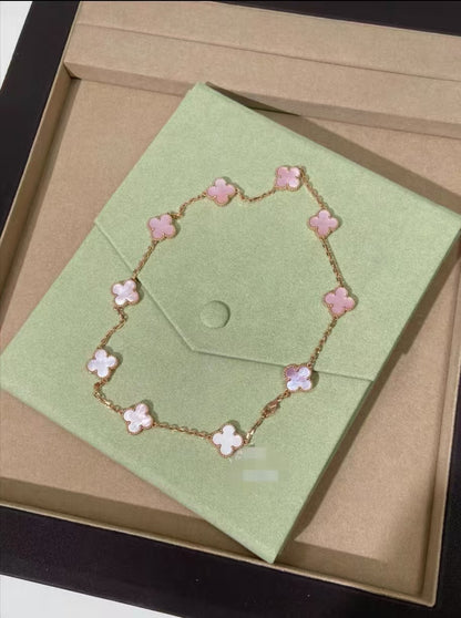 [ORA]CLOVER 10 MOTIFS PINK MOP NECKLACE