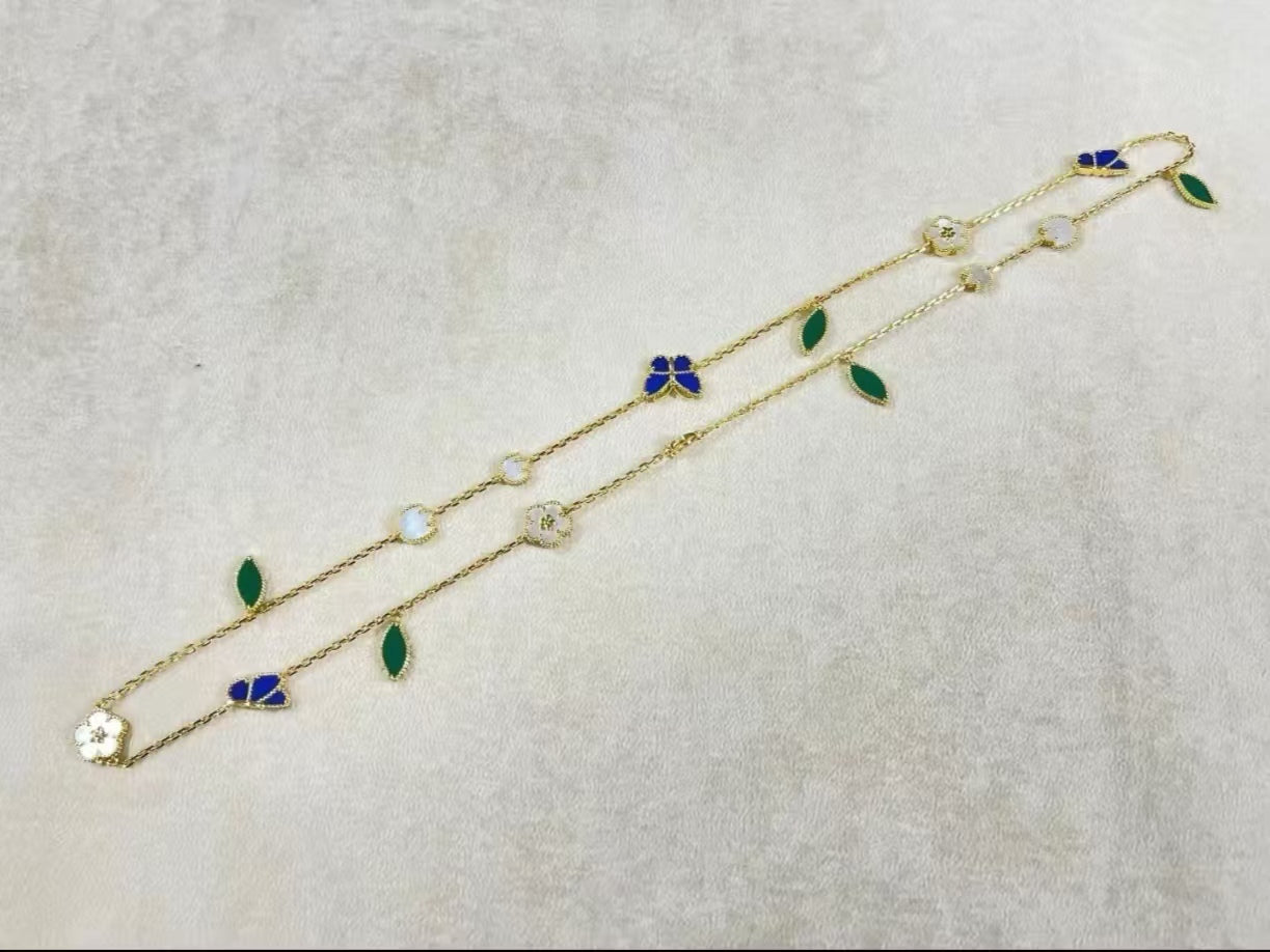 [ORA]LUCKY SPRING BUTTERFLY 15 FLOWER NECKLACE