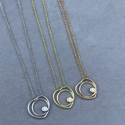 [ORA]H Double Heart Loop Solitaire Pendant Necklace