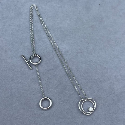 [ORA]H Double Heart Loop Solitaire Pendant Necklace