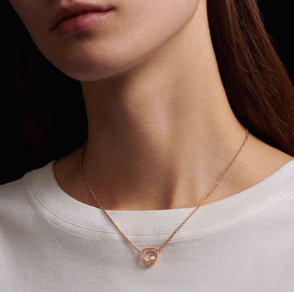[ORA]H Double Heart Loop Solitaire Pendant Necklace