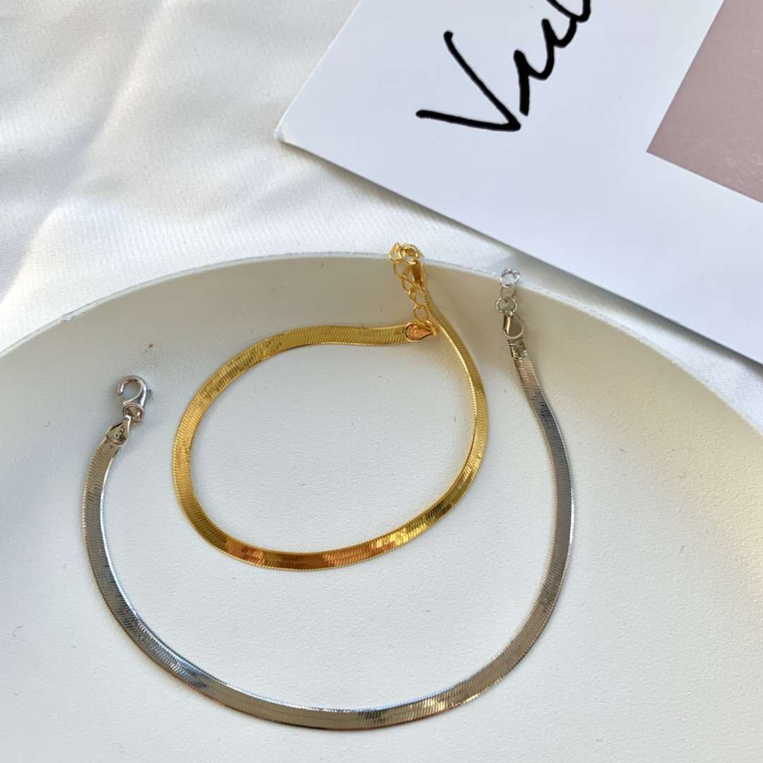 [ORA ]Flat Snake Bone Chain Blade Necklace