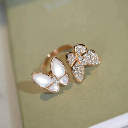 [ORA]TWIN BUTTERFLY DIAMOND PERLMUTT-RING