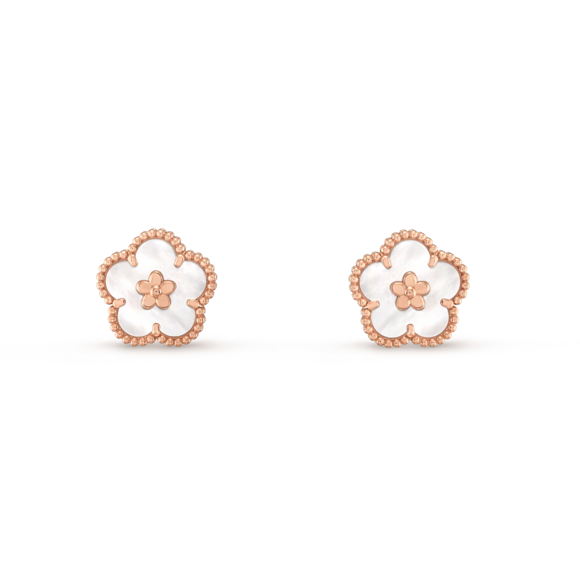 [ORA]LUCKY PINK GOLD WHITE MOP EARRINGS