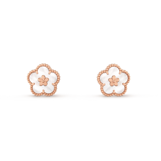 [ORA]LUCKY PINK GOLD WHITE MOP EARRINGS