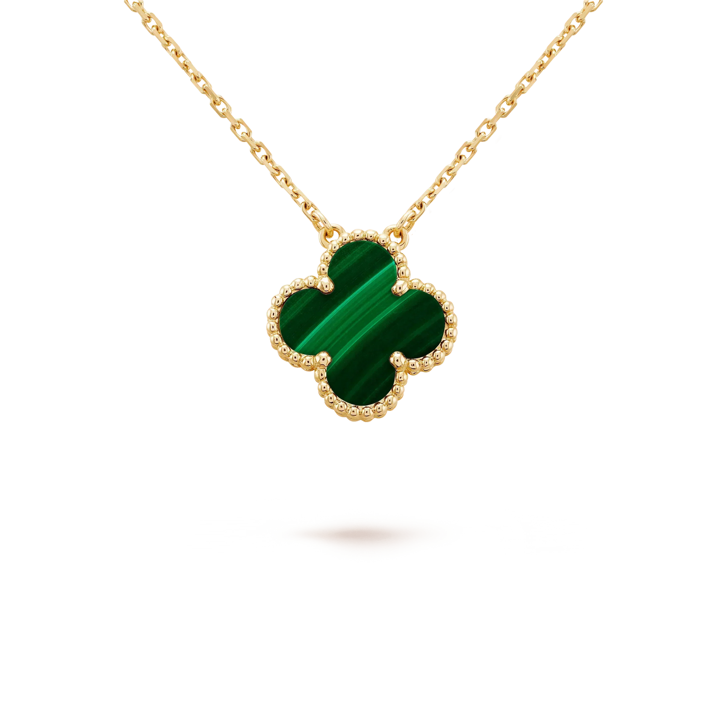 [ORA]CLOVER 15MM MALACHITE SINGLE FLOWER  NECKLACE