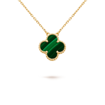 [ORA]CLOVER 15MM MALACHIT EINZELBLÜTEN-HALSKETTE