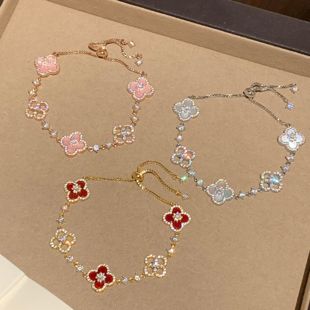[ORA]CLOVER 5 MOTIF PINK BLUE RED WHITE BRACELET