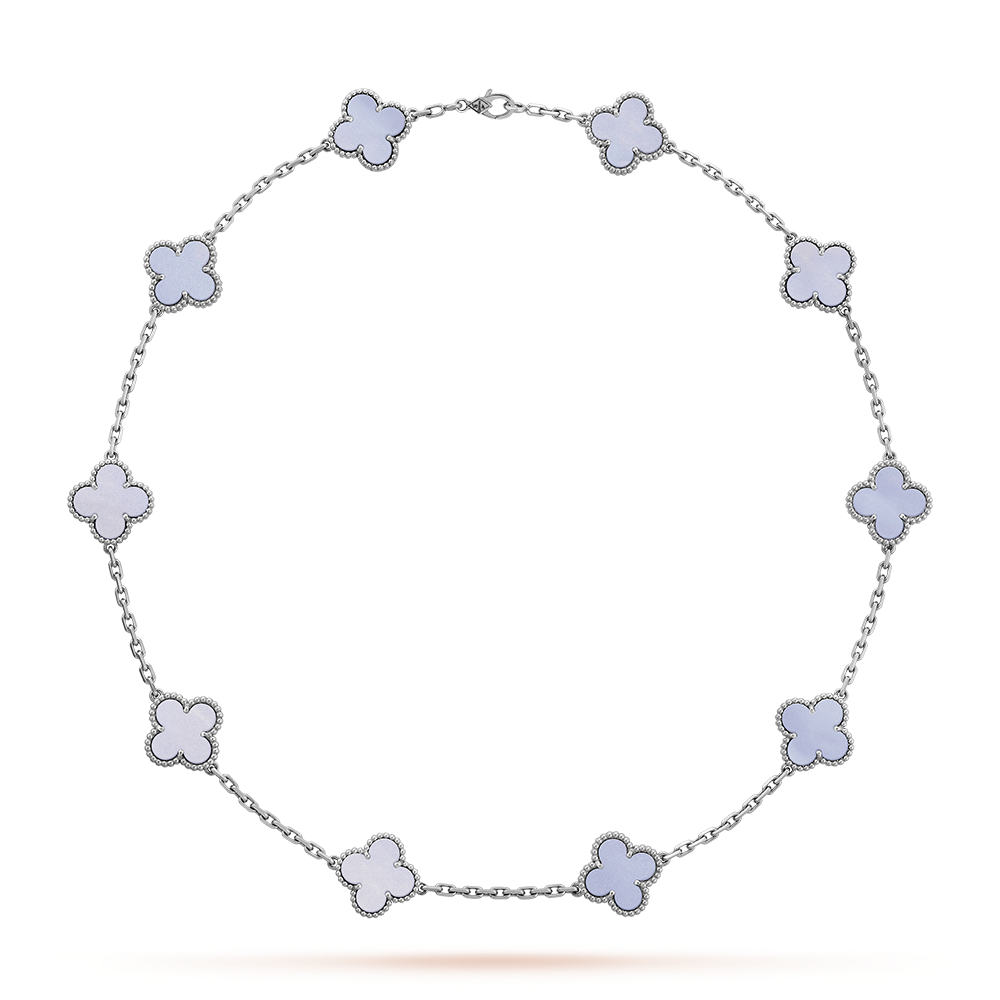 [ORA]CLOVER 10 MOTIFS BLUE CHALCEDONY NECKLACE