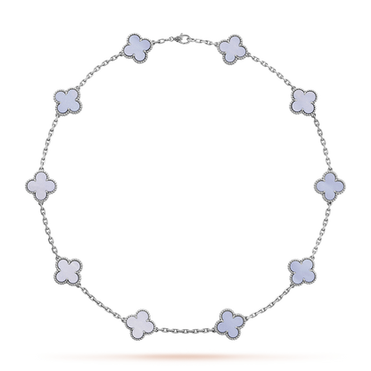 [ORA]CLOVER 10 MOTIFS BLUE CHALCEDONY NECKLACE