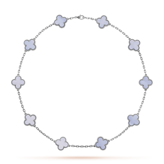 [ORA]CLOVER 10 MOTIFS BLUE CHALCEDONY NECKLACE