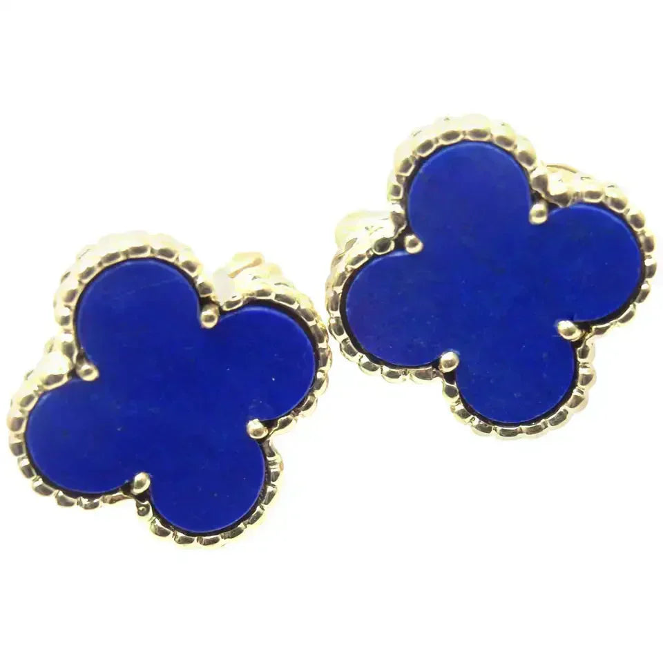 [ORA]CLOVER MINI 9.5MM BLUE AGATE EARRINGS