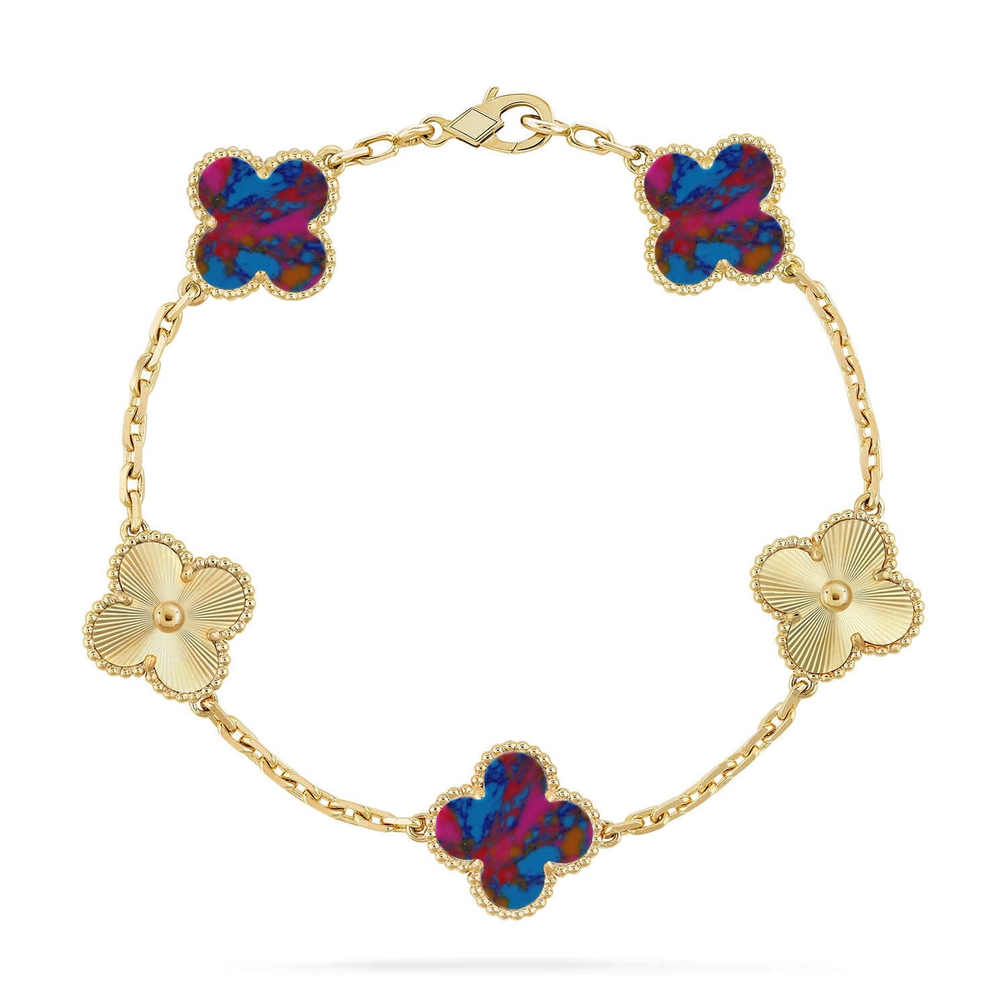 [ORA]CLOVER 5 MOTIF COLOR GEMSTONES BRACELET COLLECTION