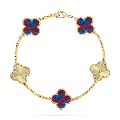 [ORA]CLOVER 5 MOTIF COLOR GEMSTONES BRACELET COLLECTION