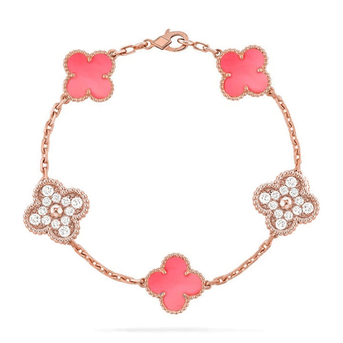 [ORA] CLOVER 5 MOTIFS  PINK MOP BRACELET COLLECTION