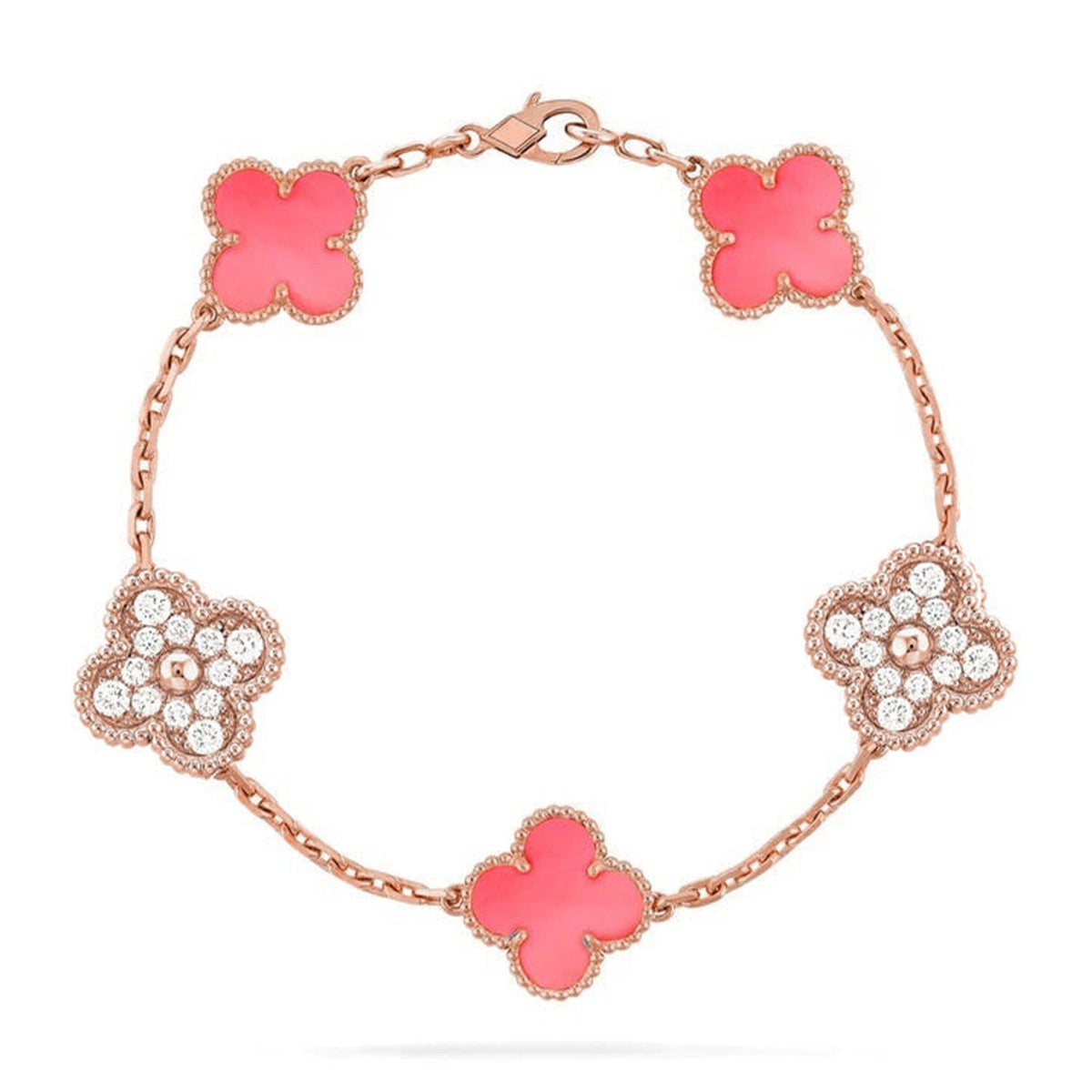 [ORA] CLOVER 5 MOTIFS  PINK MOP BRACELET COLLECTION