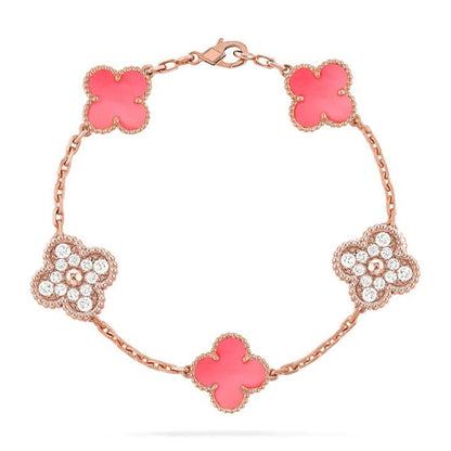 [ORA] CLOVER 5 MOTIFS  PINK MOP BRACELET COLLECTION