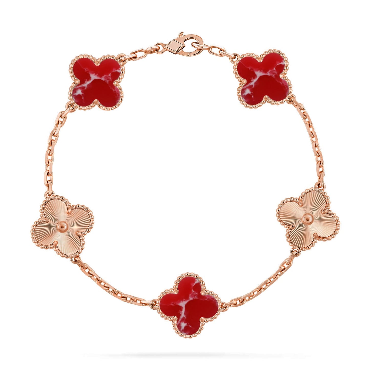 [ORA]CLOVER 5 MOTIF RED PATTERN BRACELET COLLECTION
