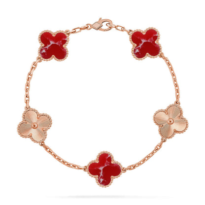 [ORA]CLOVER 5 MOTIF RED PATTERN BRACELET COLLECTION