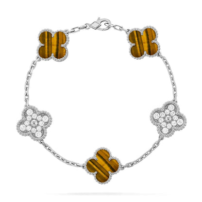 [ORA] CLOVER 5 MOTIFS TIGER EYE BRACELET COLLECTION