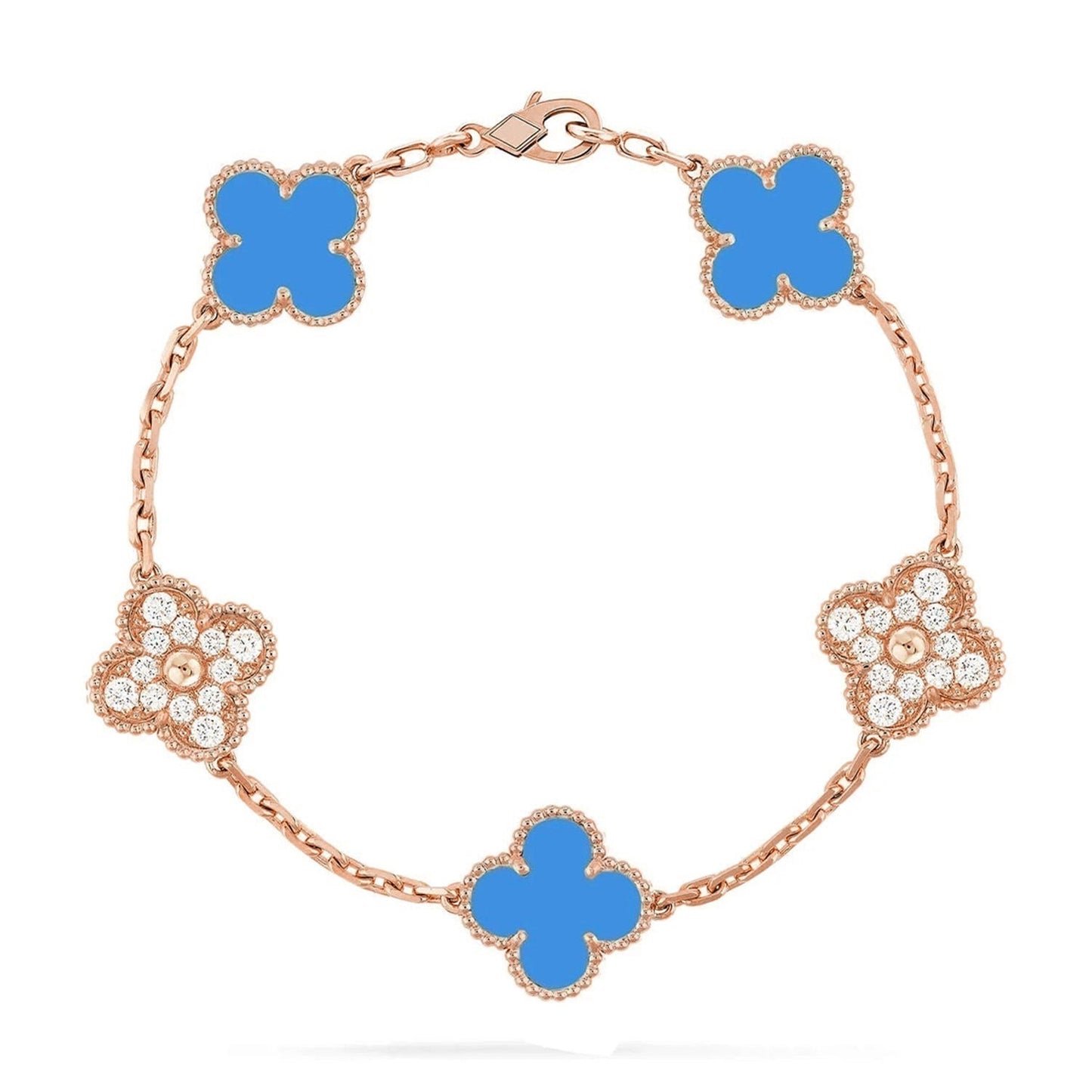 [ORA] CLOVER 5 MOTIF BLUE AGATE BRACELET COLLECTION
