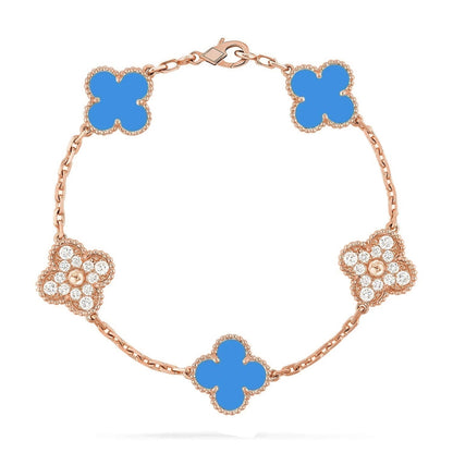 [ORA] CLOVER 5 MOTIF BLUE AGATE BRACELET COLLECTION