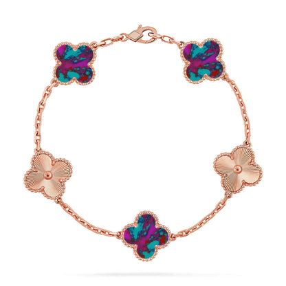 [ORA]CLOVER 5 MOTIF COLOR GEMSTONES BRACELET COLLECTION