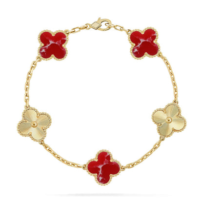 [ORA]CLOVER 5 MOTIF RED PATTERN BRACELET COLLECTION