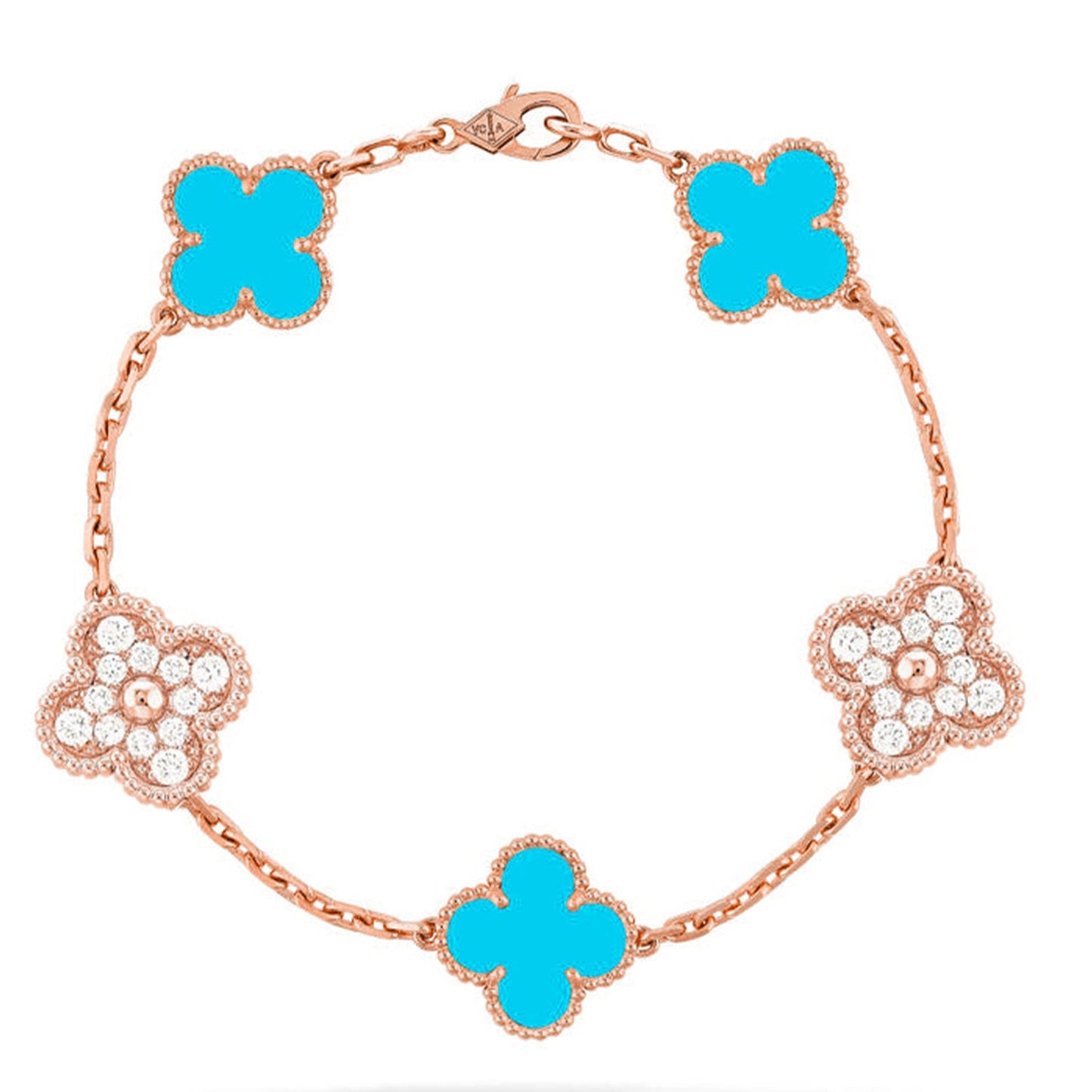 [ORA] CLOVER 5 MOTIF TURQUOISE BRACELET COLLECTION