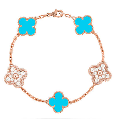 [ORA] CLOVER 5 MOTIF TURQUOISE BRACELET COLLECTION
