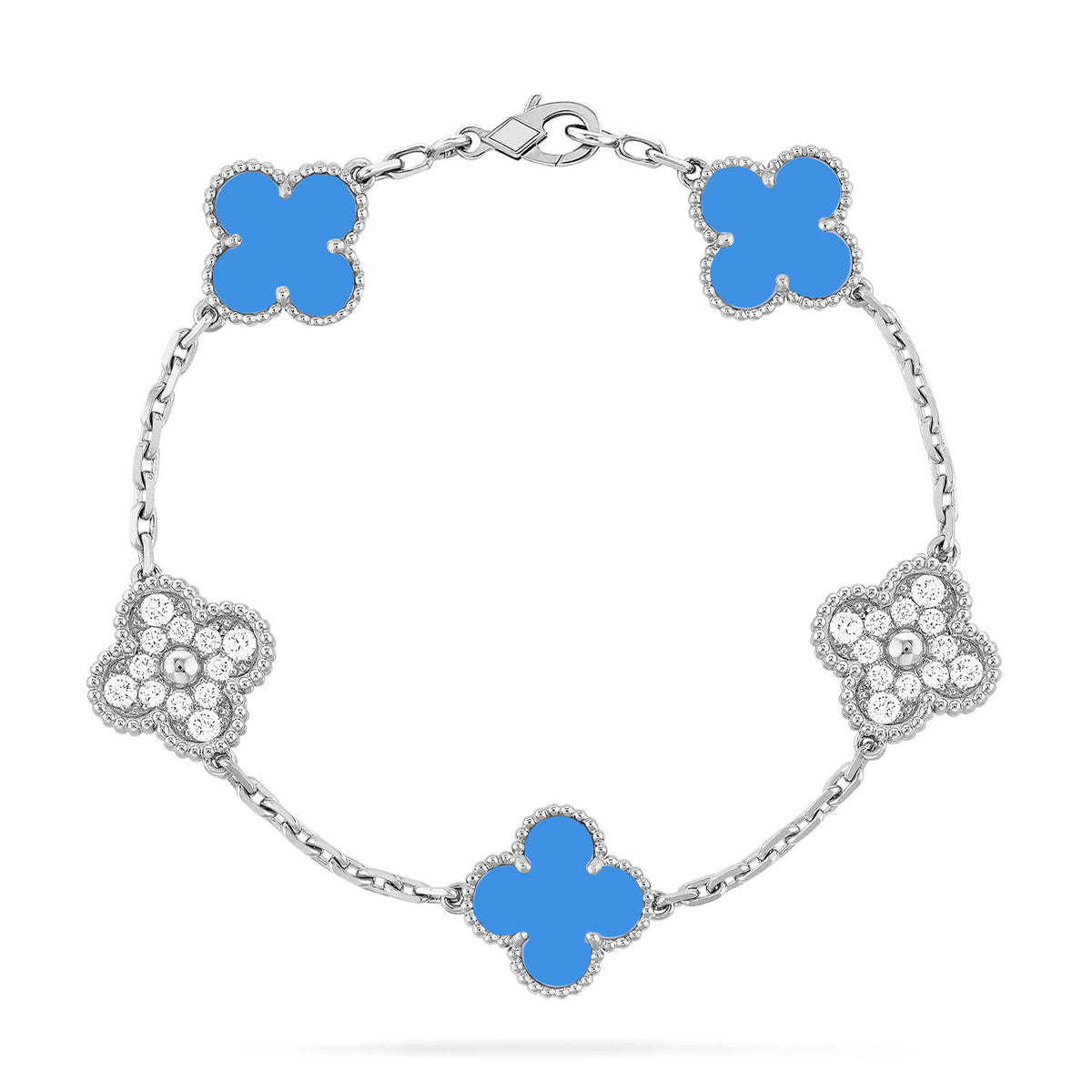 [ORA] CLOVER 5 MOTIF BLUE AGATE BRACELET COLLECTION