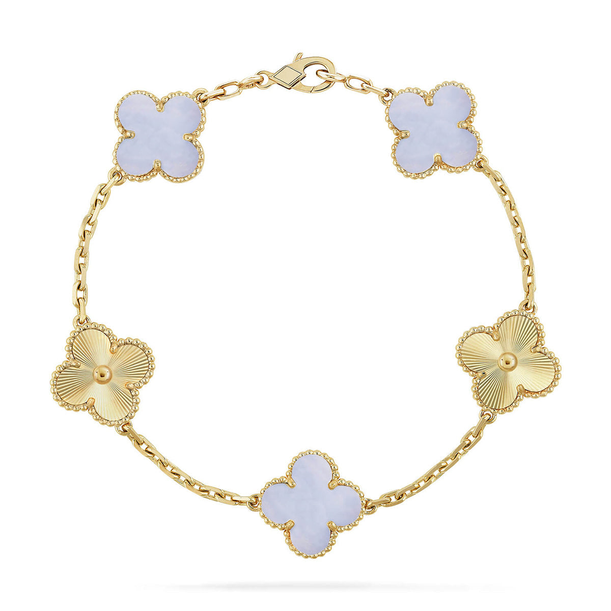 [ORA] CLOVER 5 MOTIF PURPLE CHALCEDONY BRACELET COLLECTION