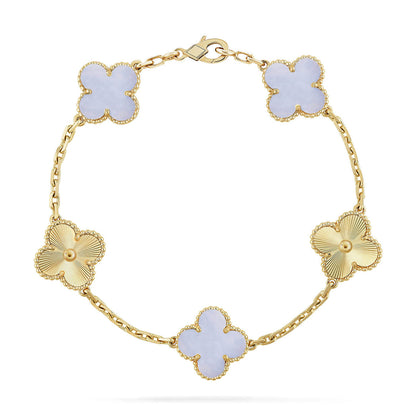 [ORA] CLOVER 5 MOTIF PURPLE CHALCEDONY BRACELET COLLECTION