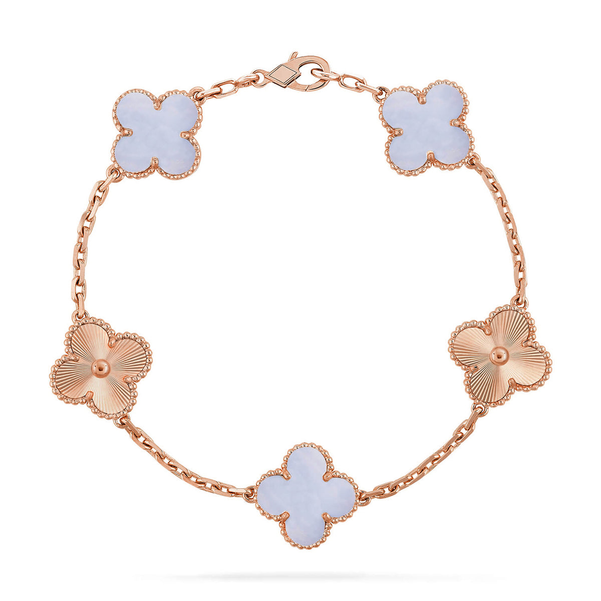 [ORA] CLOVER 5 MOTIF PURPLE CHALCEDONY BRACELET COLLECTION