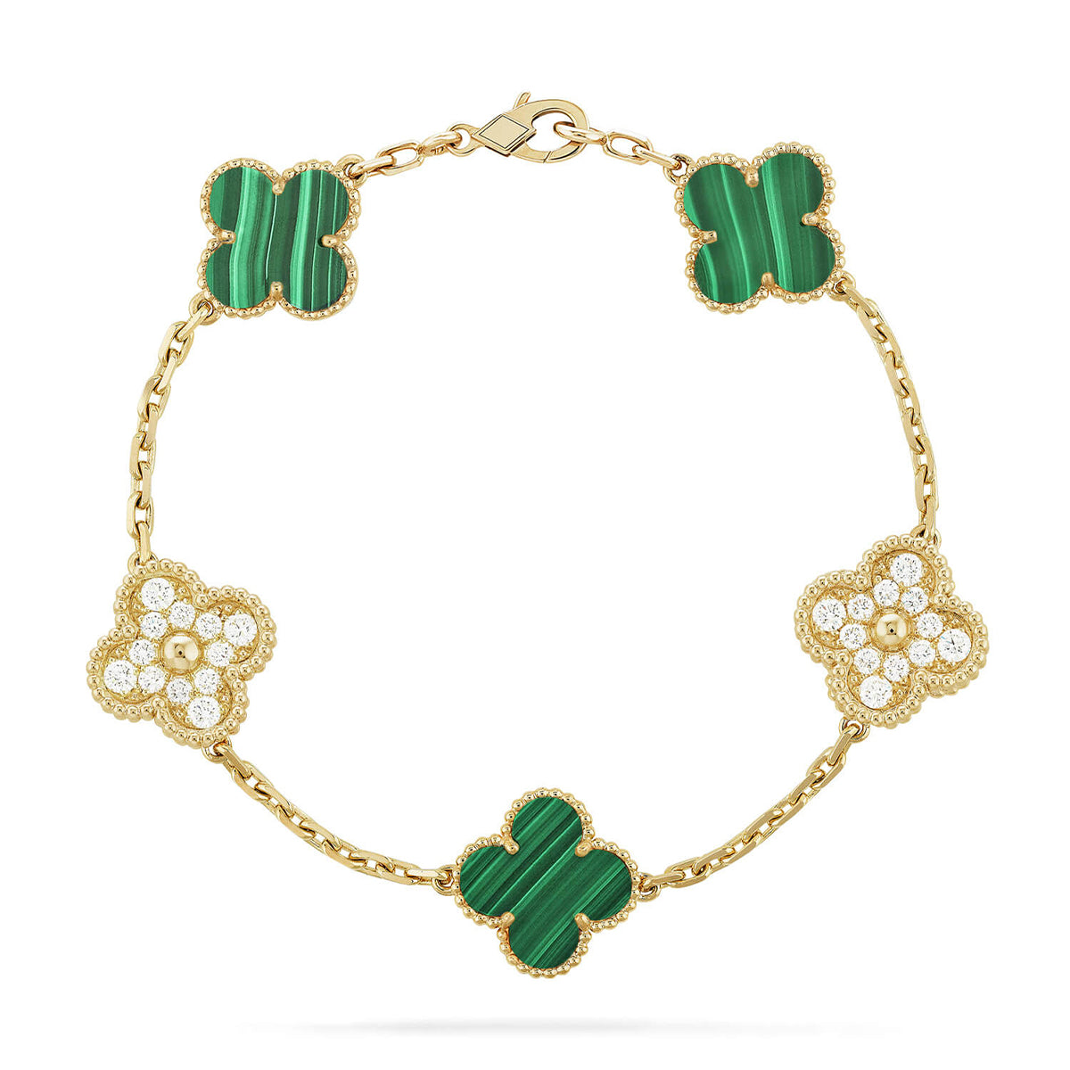 [ORA] CLOVER 5 MOTIF MALACHITE BRACELET COLLECTION