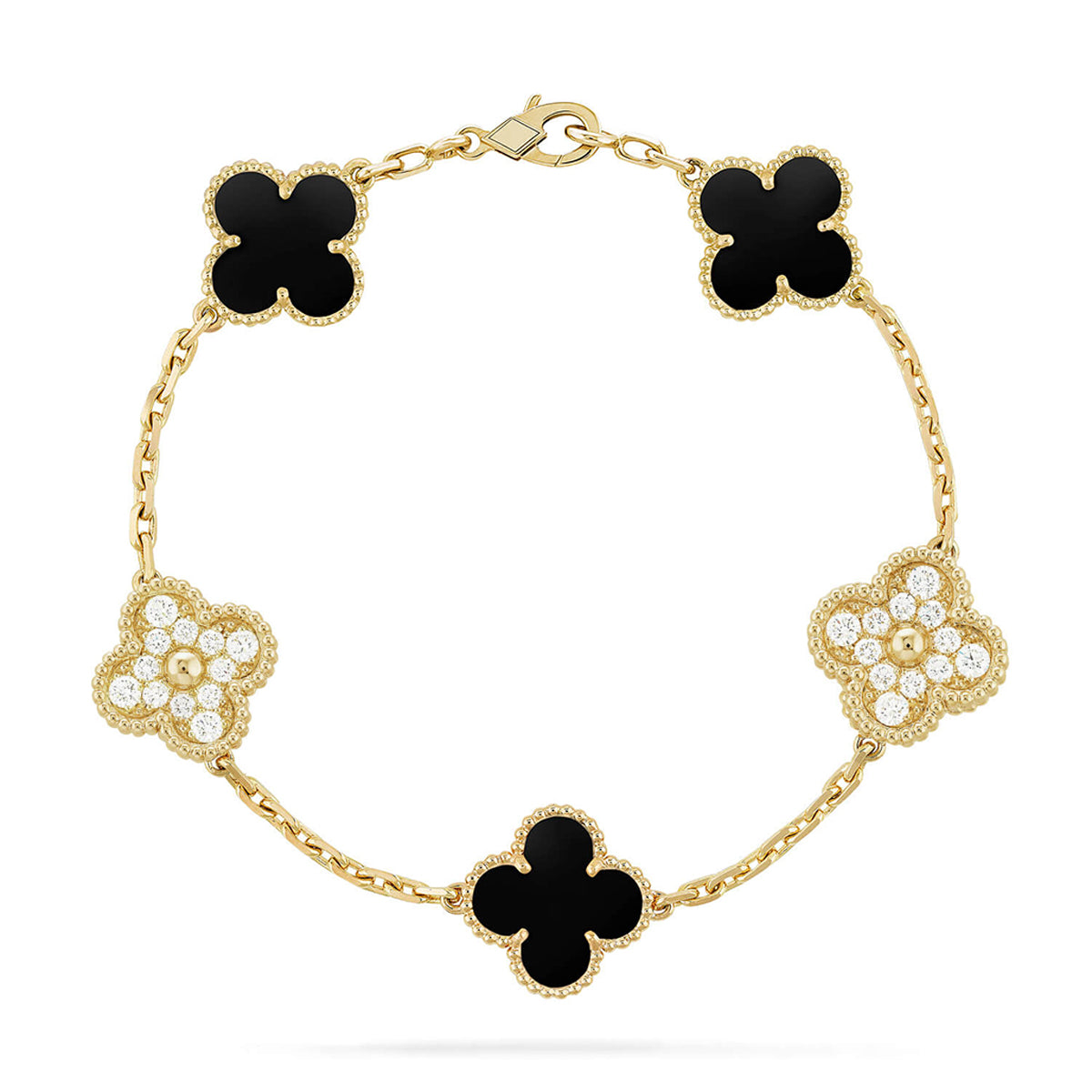 [ORA] CLOVER 5 MOTIF ONYXS BRACELET COLLECTION