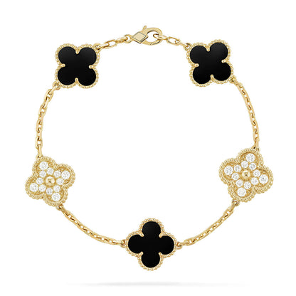 [ORA] CLOVER 5 MOTIF ONYXS BRACELET COLLECTION