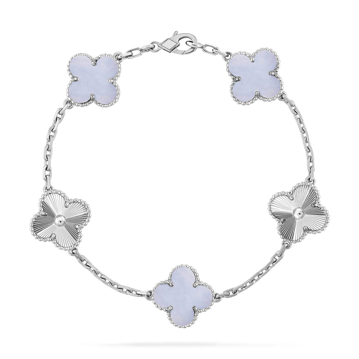 [ORA] CLOVER 5 MOTIF PURPLE CHALCEDONY BRACELET COLLECTION