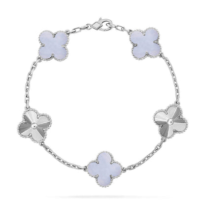 [ORA] CLOVER 5 MOTIF PURPLE CHALCEDONY BRACELET COLLECTION