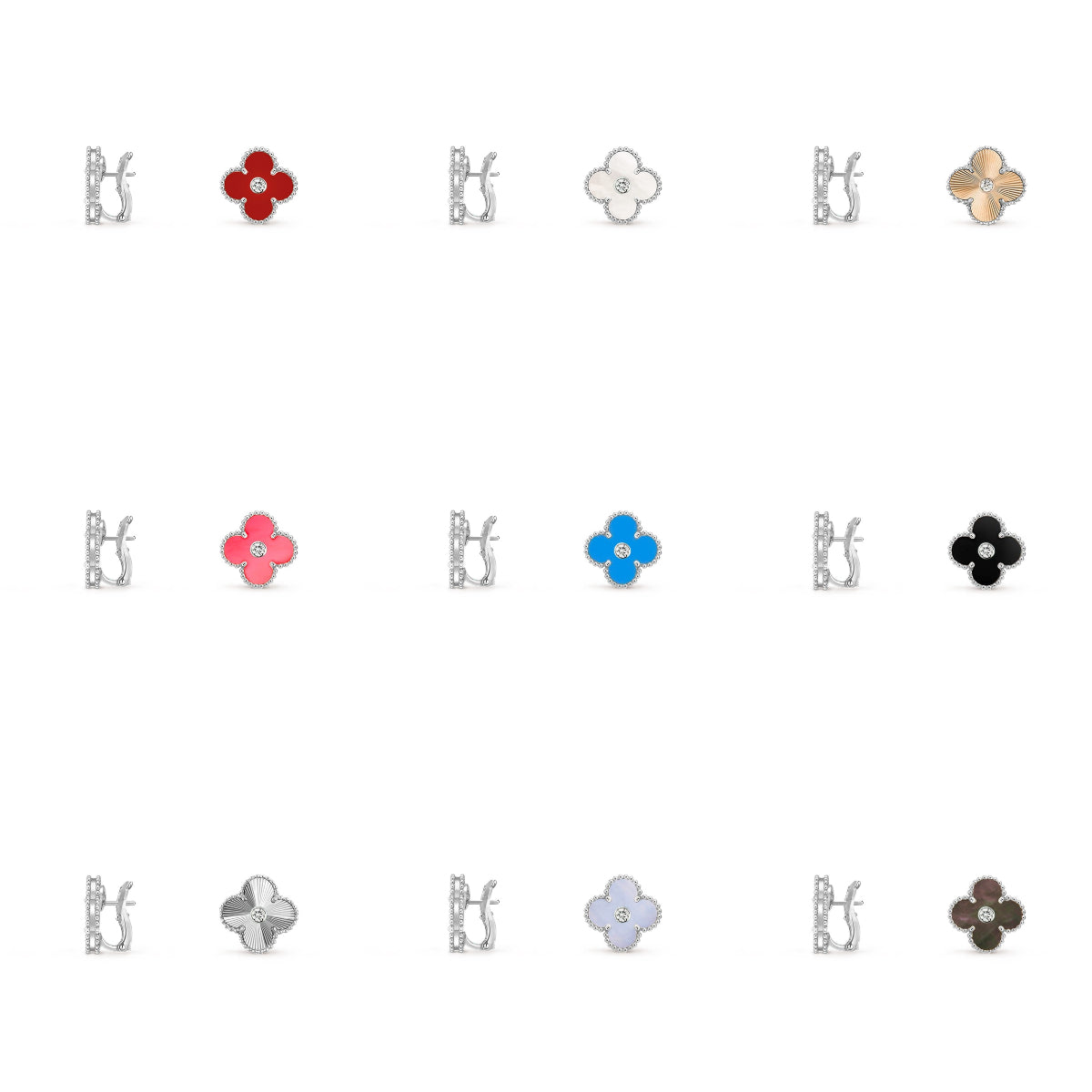 [ORA]CLOVER SILVER 15MM MOP DIAMOND EARRINGS COLLECTION