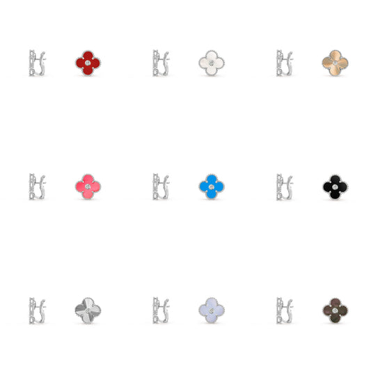 [ORA]CLOVER SILVER 15MM MOP DIAMOND EARRINGS COLLECTION