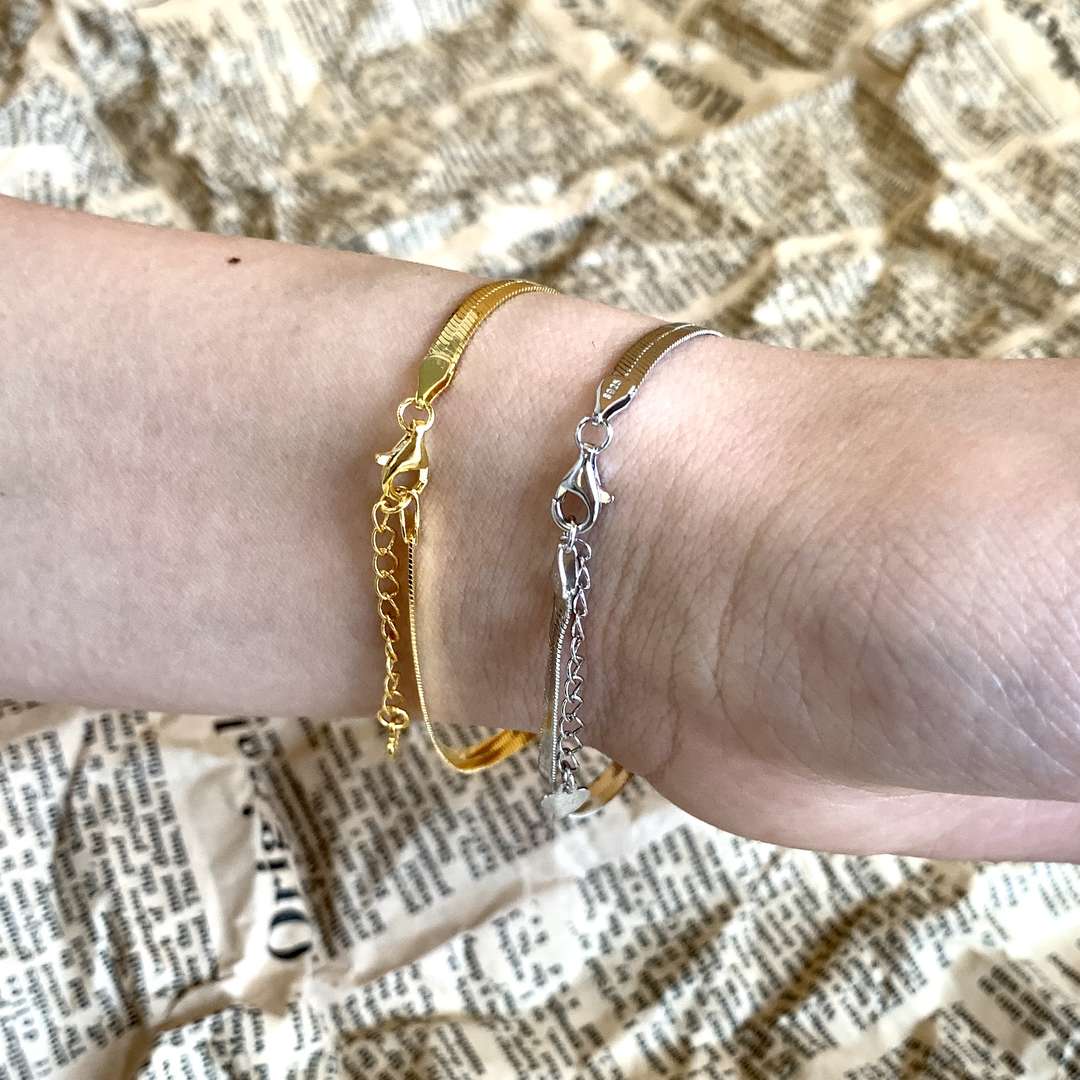 [ORA ]Flat Snake Bone Chain Blade Necklace